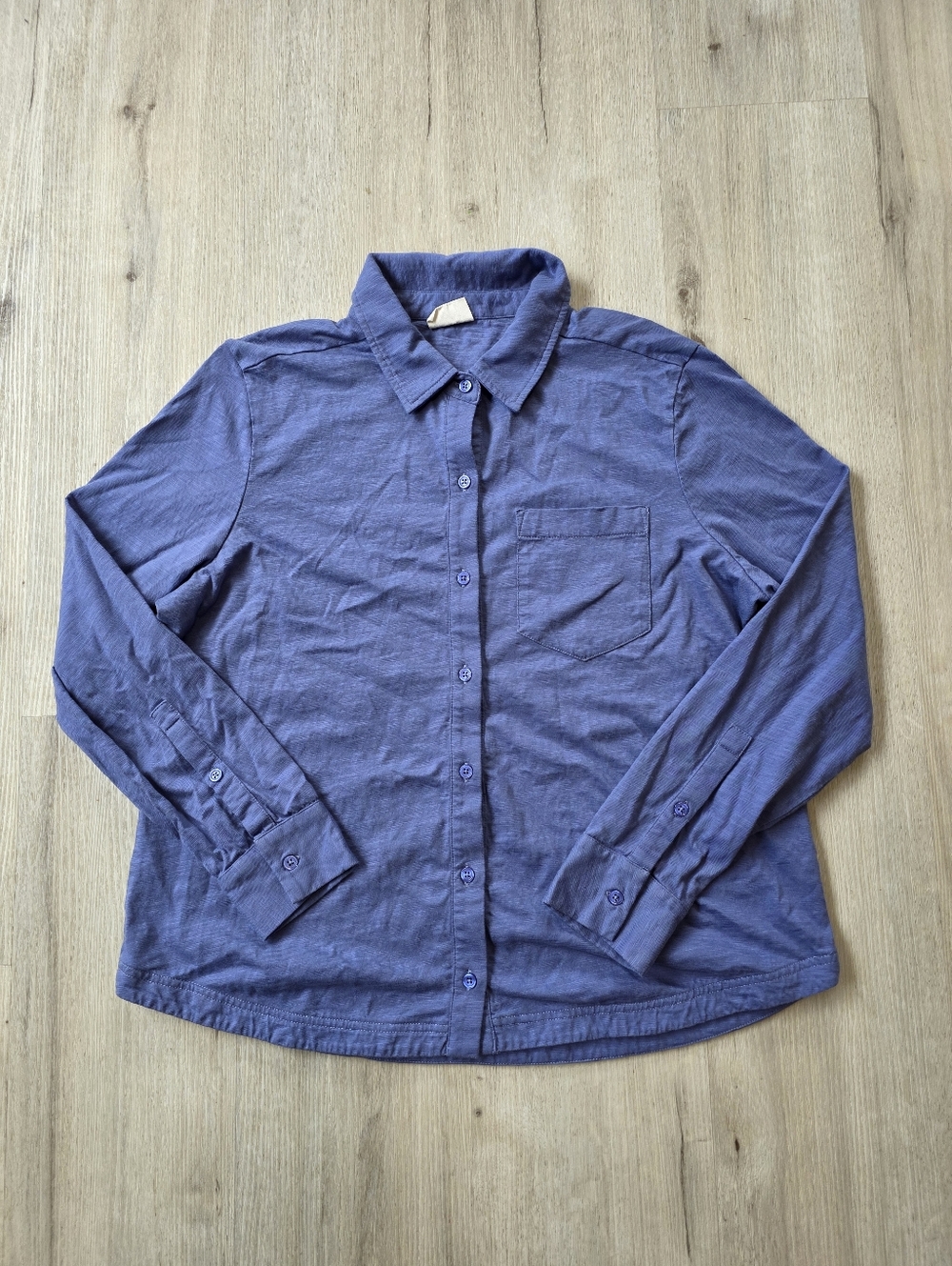 Pact Organic Cotton Men's Button Front Long Sleeve Shirt  Size L Blue